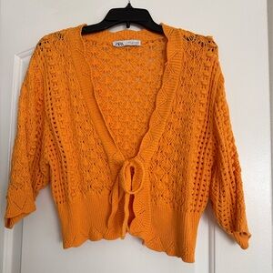 Zara Women's Knit Orange Cardigan